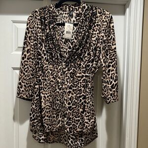 Kohl's Animal Print Ruffle Blouse